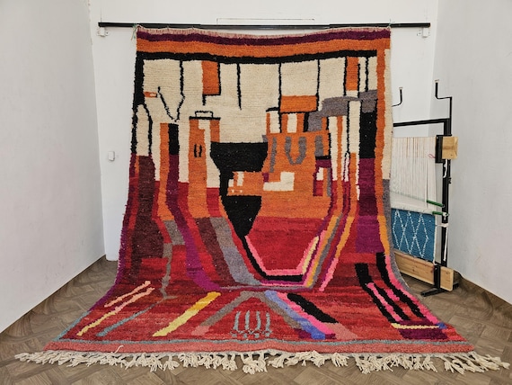 Elevate Your Space! Red Beni Ourain Rug – Authentic Moroccan Wool Carpet – Custom Handmade Berber Rug – Large Area Size Available