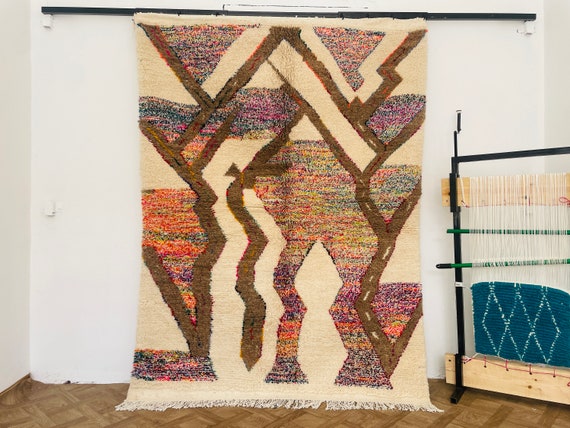 Moroccan Outdoor Rug Custom - Wool Rug For Living Room - Personalized Bedroom Decor Rug - Handmade Home Decor Aesthetic - Housewarming Gift