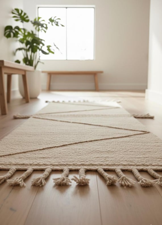 Handwoven Moroccan Kilim Runner Rug, Geometric Hallway Rug