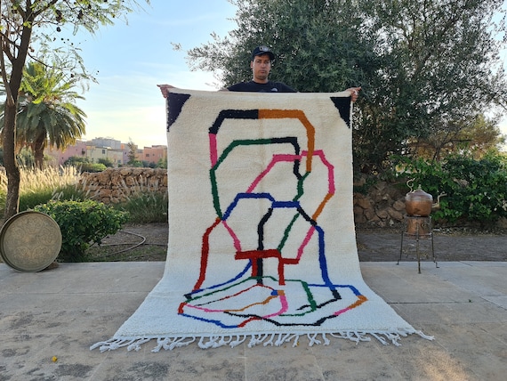 Hand Knotted Wool Rug, Azilal Carpet, Hand Made, Eco Friendly Rug, Custom Size, Colorful Area Rug, Housewarming Gift, Closing Gift