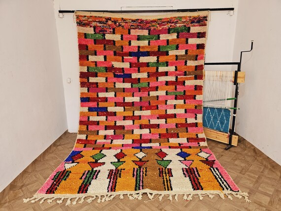 Vibrant Handmade Moroccan Wool Rug – Perfect Wall or Home Decor, Housewarming Gift