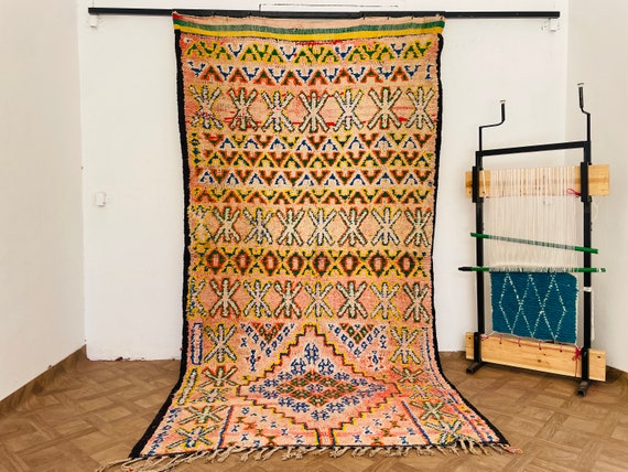 Hand-Knotted Vintage Wool Rug | 4x9 Bohemian Neutral Area Carpet for Living Room or Bedroom