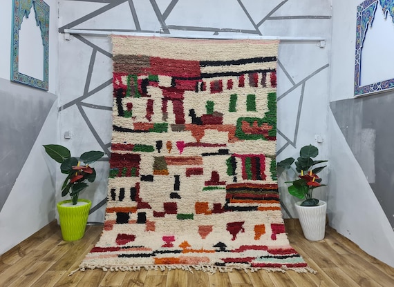 Custom Moroccan Area Rug | Unique Irregular Tufted Rug | Wool Moroccan Area Rug.