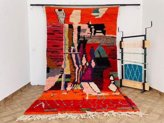 Area Rug, Living Room Rug, Custom Rug, Wool Rug, Berber Carpet, Shag Rug, Boho Rug, Moroccan Rug, Orange Rug, Abstract Rug, Bohemian Rug