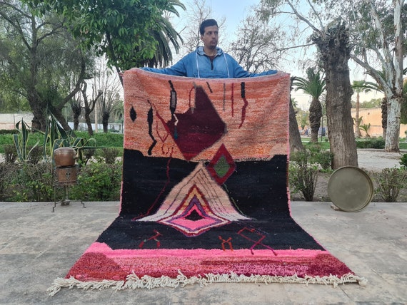Vibrant Multicolored Boujaad Rug – Handmade Moroccan Wool Carpet | Beni Ourain Berber Style | Custom Living Room Area Rug | Boho Decor