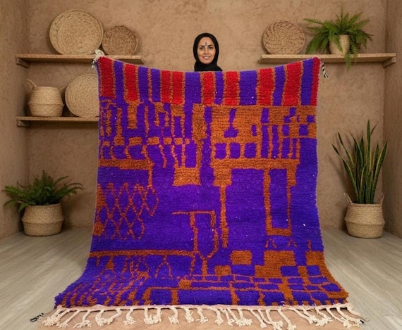 Handmade Moroccan Wool Area Rug, Colorful Berber Design