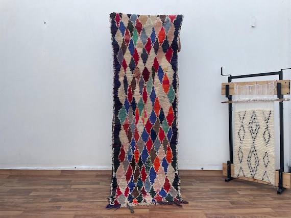 Azilal Geometric Runner Rug - Multicolor Boho Carpet with Ethnic Design - Vintage Vibes for Modern Home, Perfect for Entryway Decor