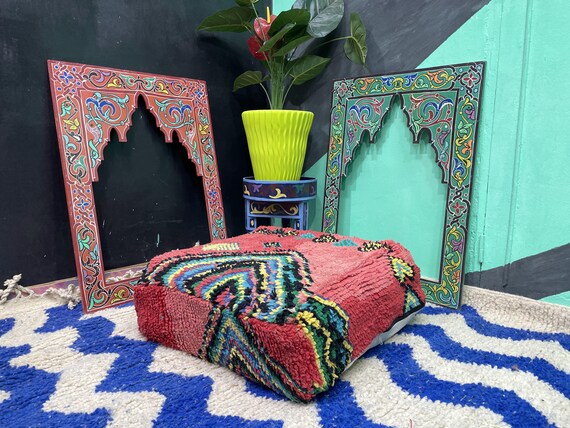Pouf Ottoman - Moroccan Pouf - Boho Style Room Decor - Farmhouse Decor Living Room - Mom Gift Unique - Home Decor Antique - Furniture