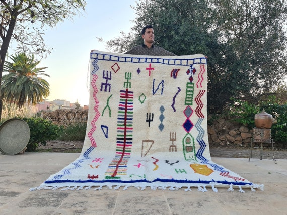 Beni ourain rug- Authentic Moroccan Rug- Custom Beni Ourain rug- Beni Rug- Large Moroccan Rug- White& Black Rug- Custom rug