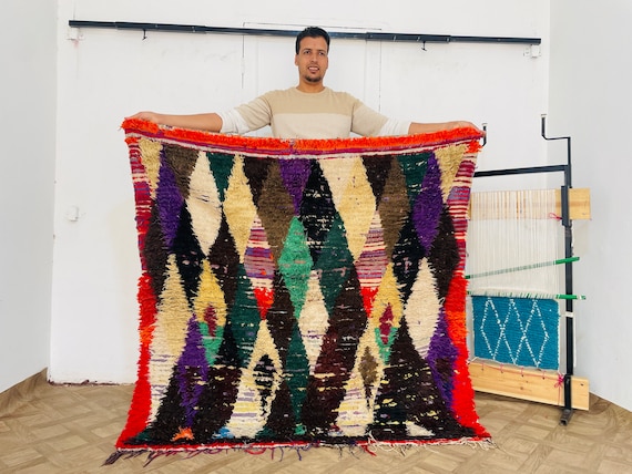 Living Room Rug, Tapis Berbere, Wool Rug, Dark Rug, Berber Carpet, Vintage Rug, Morrocan Rug, Colorful Rug, Handmade Rug, Tribal Rug
