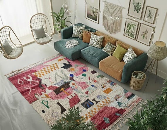 Handmade Custom Boujaad Rug - Authentic Moroccan Area Rugs for Living Room