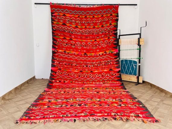 Red, Rug, Area Rug, Kilim, Living Room Rugs, Bedroom Rugs, Wool Rug, Boho Rug, Vintage Rug, Geometric Rug, Antique Rug, Rustic Home Decor