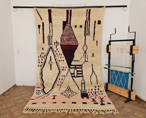 Custom Handmade Moroccan Tufted Wool Rug – Perfect for Farmhouse Bedroom Decor