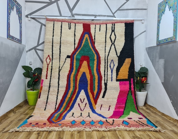 Moroccan Berber Rug By Berberugallery • Beni Ourain Rug • Custom Area Rug • Handmade Rug • Genuine Lamb Wool • Berber Rug Multicolor