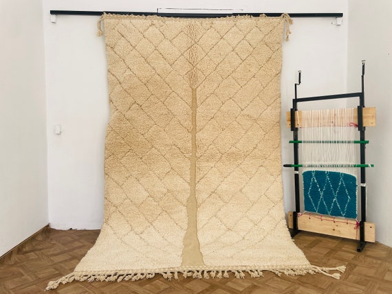 Moroccan Rug Hand Knotted - Beni Ourain Berber Rug - Genuine Lamb Wool - Handmade Custom Rug - All Wool Berber Rug