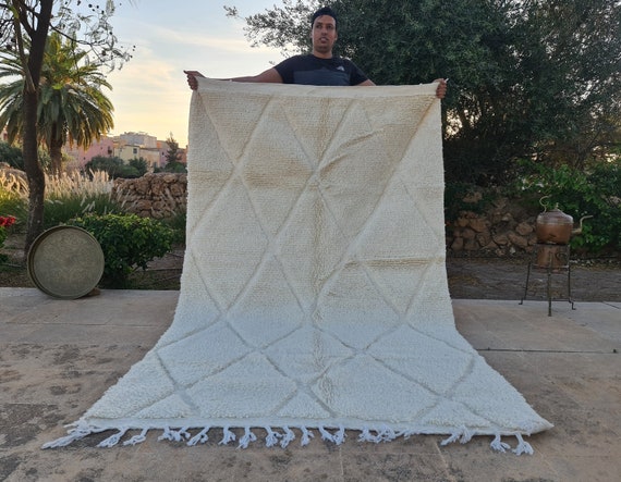 Handmade Beni Ourain Style Wool Rug - Authentic Moroccan Berber Carpet