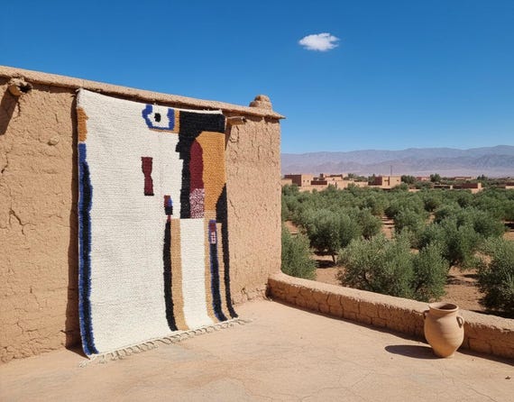 Custom Boujad Rug: Authentic Handmade Moroccan Carpet | Abstract Multicolored Azilal Style