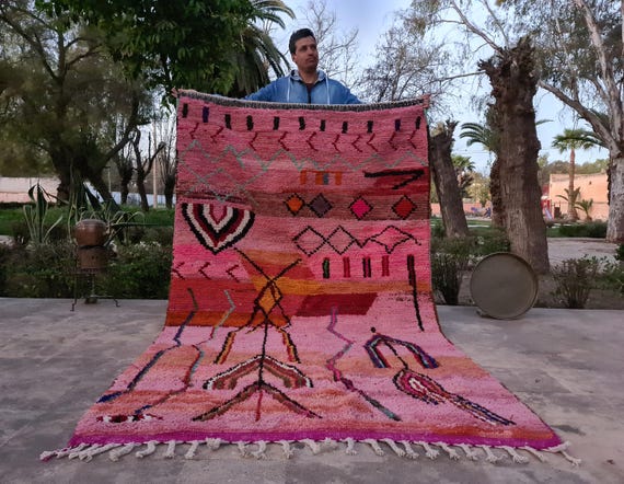 Custom Rug Nursery, Handmade Rug For Bedroom, Moroccan Rug Pink, Berber Rug Colorful, Teppich Marokko, Home Decor Farmhouse Living Room