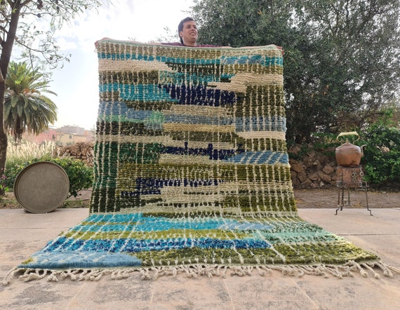 Mrirt Rugs, Emerald Green Rug, Mrirt Rug Moroccan, Mrirt Rug Green, Mrirt Rug 9x12, Handmade Wool Rug, Beni Mrirt Rug, Wool Anniversary Gift