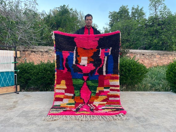 Modern Abstract Boujaad Rug – Soft, Colorful & Washable Moroccan Area Carpet