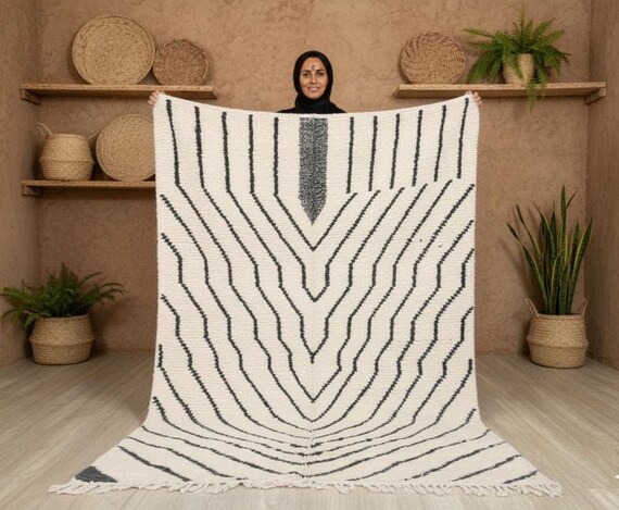 Handmade Beni Wool Rug, Custom Moroccan Rug, Geometric Design