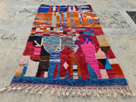 Handmade Moroccan Wool Rug: Colorful Berber Rug, 8x10 Living Room Decor
