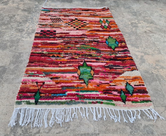 Handmade Moroccan Shag Rug: Colorful Berber Wool Area Rug