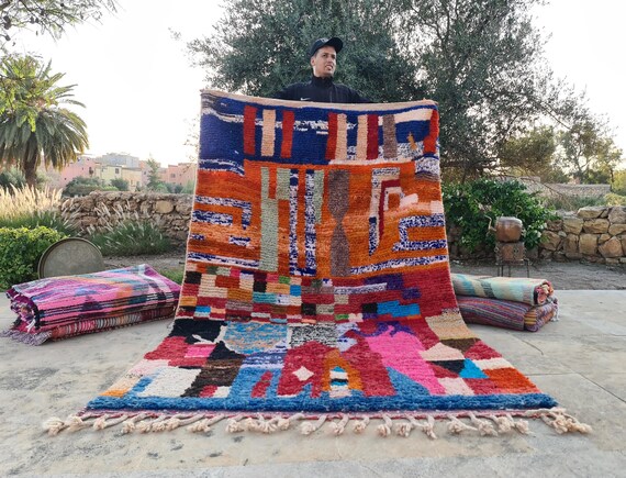 Moroccan rug - Bohemian rug - Handmade rug - Boujaad Rug - Multicolored rug - Wool rug - Warm minimalism - Rugs for bedside - Eclectic decor