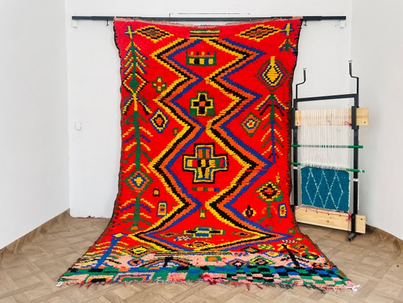 Large Rug, Tapis Berbere, Wool Rug, Berber Carpet, Vintage Rug, Moroccan Rug, Geometric Rug, Colorful Rug, Tapis Marocain, Contemporary Rug