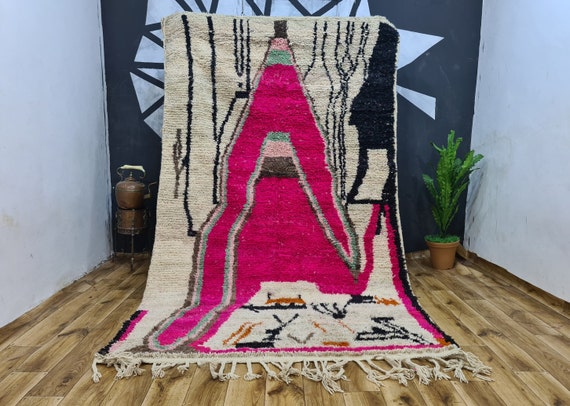 Pink rug for nursery - Azilal morrocan rug colorful - Room decor aesthetic minimalist - Personalized gift for her - Handmade gift for women