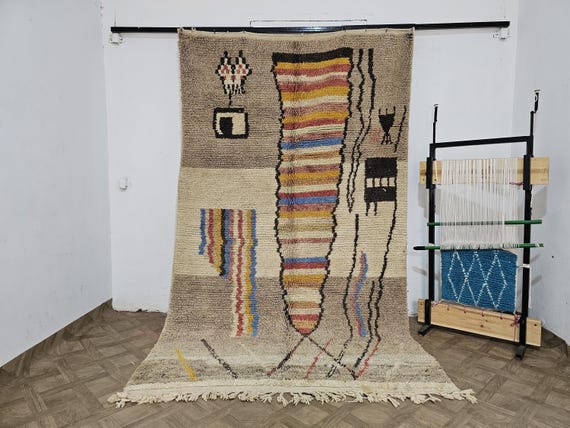 Handmade Beige Moroccan Rug - Custom Beni Ourain Style