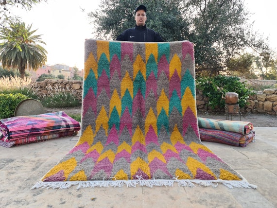 Unique Artistic Moroccan Rug, Handmade Berber Rug, Tribal Bohemian Carpet, Antique Wool Rug, Tapis Marocain, Teppich Marokko