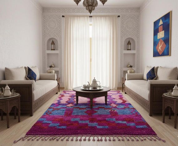 Chunky Wool Berber Rug, 70s Bohemian Shag, Moroccan 10x14