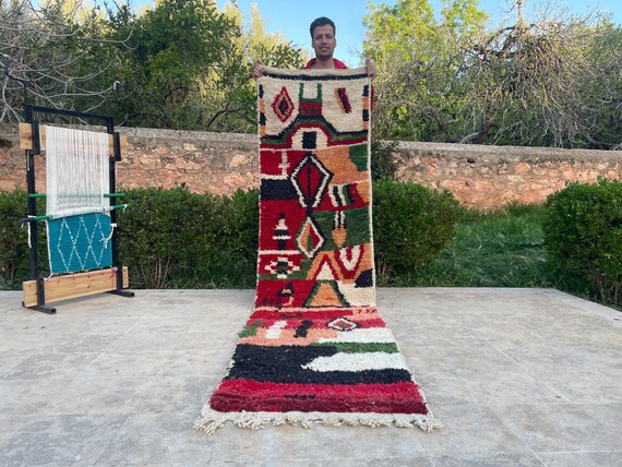 Moroccan Wool Runner Rug – Cute Custom Rug for Bathroom, Kitchen or Entry – Trending Home Decor & Gift for Her – Housewarming Idea
