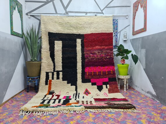 Custom Moroccan Area Rug, Washable Personalized Floor Carpet, Unique Living Room Decor Gift