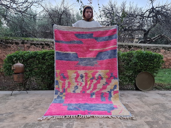 Best Seller! Soft Pink & Blue Tribal Rug – Aesthetic Nursery Rug – Patterned Area Rug for Living Room or Bedroom