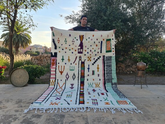 Hand-knotted Custom tapestry - Modern Wool Rug - human made rug - woven rug - moroccan rug shag - Pink Rug