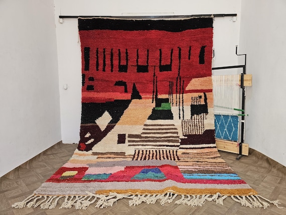 Add Color & Culture! Rainbow Beni Ourain Rug – Custom Moroccan Wool Carpet – Large Handwoven Living Room Area Rug