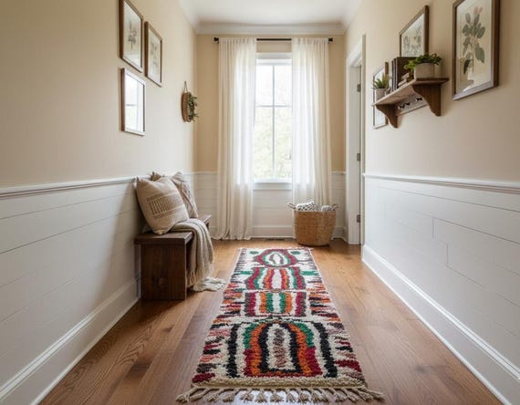 Custom Moroccan Runner Rug, Colorful Hallway Entryway Rug (3x20)