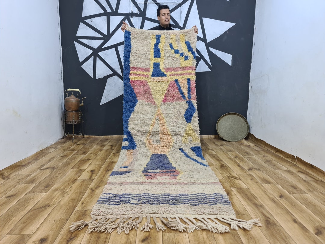 Azilal Runner 3x12, 3x14, 3x10 Ft. Hand Woven Runner Rug Patio Rug