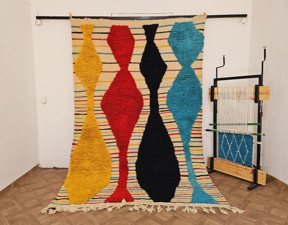 Moroccan Rug - Handwoven Moroccan Beni Mrirt Rug - Authentic Beni Ourain Rug - Custom moroccan rug - Beni ourain Rug - Colorful moroccan rug