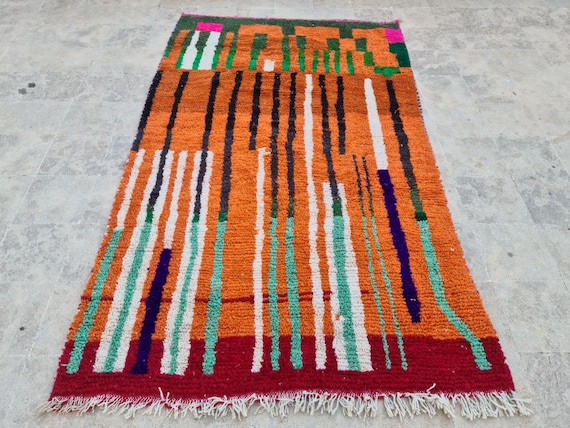 Burnt Orange Berber Rug 8x10, Handwoven Moroccan Rug