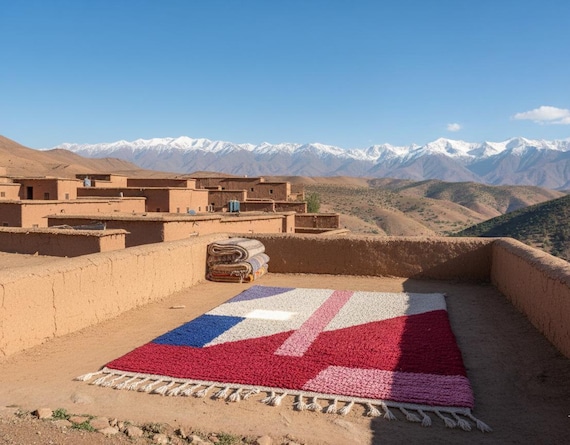 Bohemian Beni Ourain Morocco Rug | Custom Size Wool Area Rug | Handmade Berber Carpet