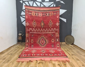 Auténtica alfombra marroquí - alfombra bereber - alfombra marroquí costum - alfombra colorida dormitorio moderno - alfombra de lana anudada a mano - alfombra hecha a mano