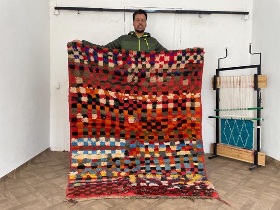 Handmade Moroccan Wool Rug – Azilal Berber Style Tribal Carpet, 5x6 Vintage-Inspired Soft Natural Rug