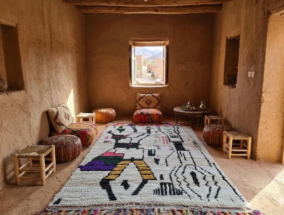 Moroccan Boujaad Rug - Azilal Style Moroccan Wool Rug - Custom Size Rug - Moroccan Berber Rug - Handmade Rug