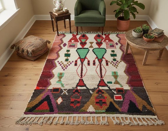 Moroccan Berber Wool Rug: Custom Cool Bohemian Area Rug