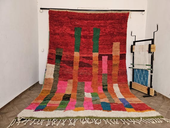 Handmade Moroccan Area Rug - Mid Century Modern Boho Style - Custom Rugs for Living Room & Bedroom Decor - Unique Home Improvement Piece