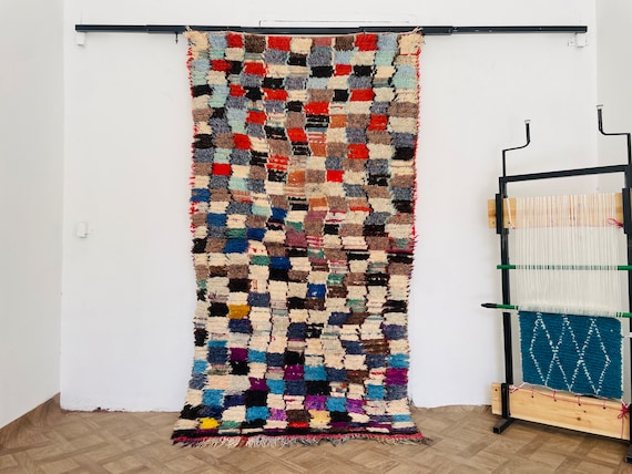 Area Rug, Kitchen Rug, Rugs For Living Room, Checkered Rug, Wool Rug, Berber Carpet, Entryway Rug, Vintage Rug, Moroccan Rug, Colorful Rug