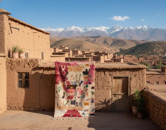 Beni Ourain Style Rug - Handmade Moroccan Ara Rug - Living Room Area Rugs